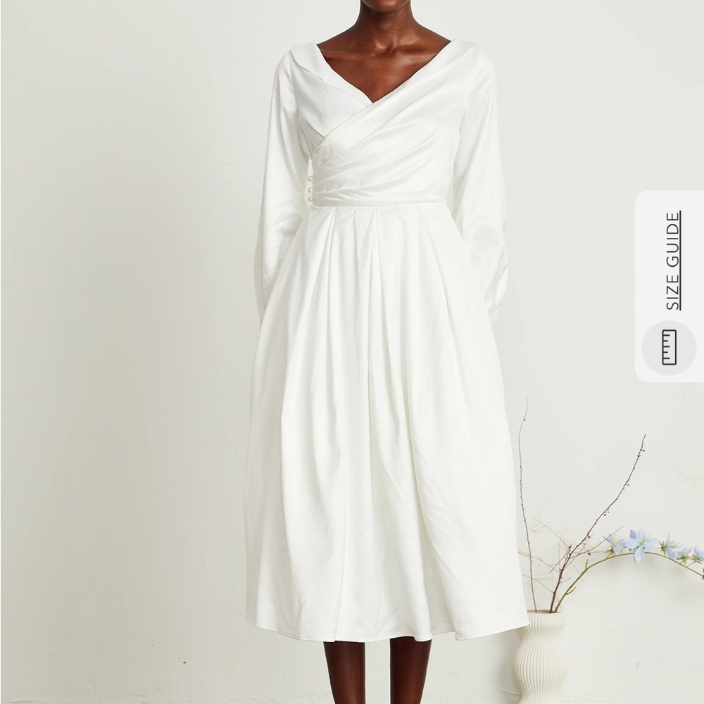 Midi White Long Sleeve Dress from Miss Rosier